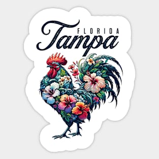 Tampa Florida Tropical Chicken With Hibiscus Sticker